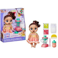 Baby Alive Sweet Smoothies Brown Hair Eat and Drink Doll with Free Food and Blender