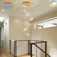 梯吊燈複式別墅大廳透明蝴蝶吧檯燈創意簡約現代輕奢客廳吊燈具