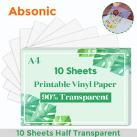 10 Sheets Printable Vinyl Sticker Paper Transparent Letter Size