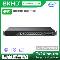 BKHD LGA1151 Server 1U Rackmount Soft Router 4*10G SFP Intel Core i3-9100 i5-9400 i7-9700 i9-9900 i9-9900K E3-1225 V5 Firewall