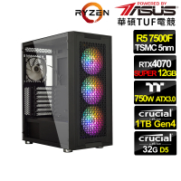 【華碩平台】R5六核GeForce RTX 4070 SUPER{光翼英雄}電競電腦(R5-7500F/B650/32G/1TB/WIFI)