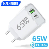 GaN PD 65W USB Type C Charger Mobile Phone Quick Charge Type C Wall Charger For iPhone Xiaomi Samsung Huawei Fast Charge Adapter