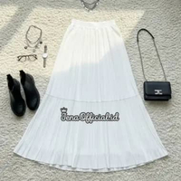 Bela Skirt - Rok Plisket BB Mayung Panjang / Rok Ruffle Susun 2 Tingkat / Long Pleated Layered Suede