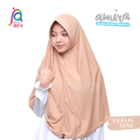 Amira jilbab afra arfa warna coklat susu M L XL Jumbo bergo antem - coklat susu, M