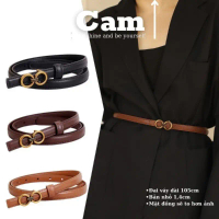 Thắt lưng da Đai váy gài bản nhỏ mini  nam nữ 1,4cm  DV32 Camcamvintage  Belt dây nịt váy đầm áo sơ 