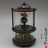純銅座鐘趣味系列古典機械鐘 玻璃魚缸鐘表 客廳裝飾收藏擺件