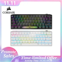 CORSAIR K70 PRO MINI WIRELESS RGB 60% Mechanical Gaming Keyboard, Backlit RGB LED, CHERRY MX Red, White PBT Keycaps