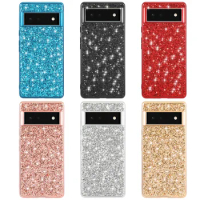 Glitter Case for Google Pixel 7 Pro 6 8 Shockproof Hard Plastic Plating Protector Phone Cover for Pixel 8 Pixel7 Silicone Bumper