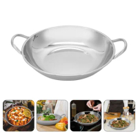 Stainless Steel Wok Stir Fry Pans 28Cm Hot Pot Iron Frying Pan Double Handle Chinese Cooking Pot Kitchen Cookware