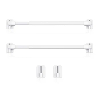 2 Pieces Adjustable Curtain Rod Extendable Bars Pole Without Drilling Hanging Rods Self Adhesive for Home Bathroom Hotel