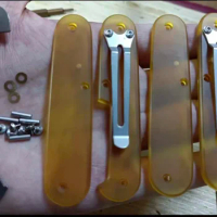 1 Pair Custom Made ULTEM PEI Scales with Pocket Clip for 84mm Victorinox Swiss Army Knife Modify for SAK