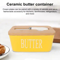 Utility Knife Butter Dish Ceramic Butter Dish Set with Lid Knife Capacity Butter Keeper Container for Countertop Elegant Kitchen