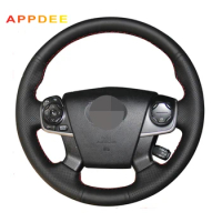Handsewing Black Artificial Leather Steering Wheel Covers for Toyota Camry 2012 2013 2014 2015