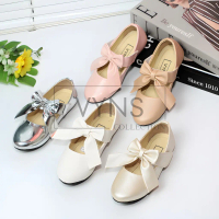 Vynscollection Sepatu Balet Anak Perempuan Sol Karet ANTI SLIP Flat Shoes Motif Pita Pesta Pansus BP