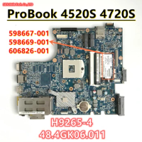 598667-001 598669-001 606826-001 For HP ProBook 4520S 4720S Laptop Motherboard HM55 DDR3 H9265-4 48.4GK06.011 Mainboard 100% OK