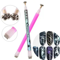 3D Line Cat Eye Magnet Pen Gifts Flower Double Ended Cat Eye Magnetic Stick Strong Magnetic Pen DIY Nail Art Tools