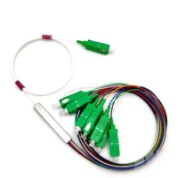 PLC 1 to 8 Fiber Splitter Color Tube SC/APC 0.9 1m Steel Pipe 1:8 Splitter Color Fiber