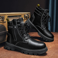 High-top Men's Shoes Autumn Outdoor Hiking Safety Shoes Work Boots Leather Boots Work Martin Boots M