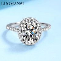 Luomamsi 5*7MM 1CT 2CT Egg-shaped Moissanite Ring With GRA Certificate Super Flash Wedding Party Woman Gift