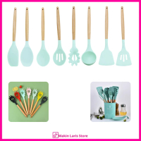 MLS- Sutil Silicon Gagang Kayu Peralatan Masak Spatula Tahan Panas