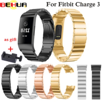 Genuine Stainless Steel Band for Fitbit Charge 3 Charge3 watchband Replacement Metal Watch Strap Bracelet with connect wristband