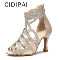 CIDIPAI Women High Heel Dance Boots Latin Dance Shoes Sexy Ballroom Shoes Soft Sole Pole Dance Boots Women Party Shoes