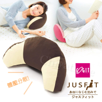 【日本COGIT】牛角造型舒適纖體腰靠墊 午安枕 抬腿枕 抱枕-咖啡(日本限量進口)