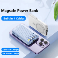 20000mAh Magnetic Wireless Power Bank Built in Cable 22.5W Fast Charging for iPhone 15 14 13 12 Samsung Huawei Xiaomi Powerbank