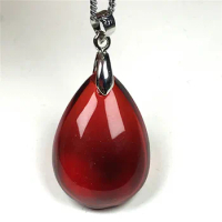 Natural Red Blood Amber Pendant Necklace Jewelry For Woman Man Beauty Healing Gift 23x16x8mm Beads Crystal Silver Stone AAAAA