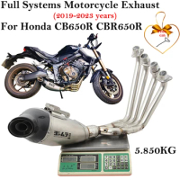 For Honda CB650R CBR650R 2019 - 2022 2023 Full Systems Motorcycle Exhaust Carbon Fiber Escape Front Link Pipe Muffler DB Killer