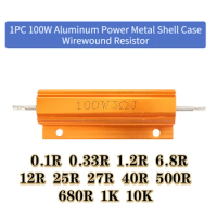 1PC 100W Aluminum Power Metal Shell Case Wirewound Resistor 0.1R 0.33R 1.2R 6.8R 12R 25R 27R 40R 500R 680R 1K 10K Resistance