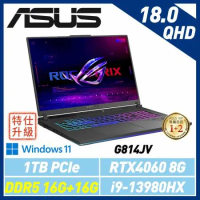 (記憶體升級)ASUS ROG Strix G18 G814JV-0032G13980HX-NBL 18吋電競筆電