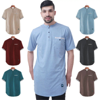 Koko Pria Haeqal Pakaian Muslim Motif Kaos Bahan Cotton Combed Fabric