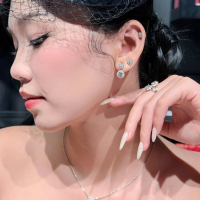 Bông tai Bạc Halo thiết kế Eurori 6ly-10ly đính đá CZ 8A sáng lấp lánh dành cho nữ, Bông tai bạc ý S