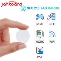 Round 50/100pcs NTAG215 NFC Coin Tags 13.56MHz Ntag215 Blank White Card Label RFID Ultralight Labels Stickers 25mm Diameter