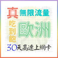 【AOTEX 奧特克斯】30天歐洲上網卡真無限高速流量吃到飽(手機卡SIM卡網路卡預付卡)