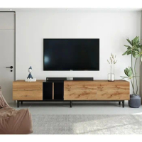 Modern TV Stand for 80 Inch,3 Cabinets &amp; Open Shelves,TV Console Table Media Cabinet