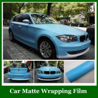 Summer Hot Sale Color Light Blue Matte Vinyl Wrap Air Free Bubble For Car Wrap Thickness: 0.12mm Size: 1.52*30m/Roll