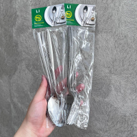 LH Sendok Garpu Korea isi 6PCS Sendok Makan Stainless 1 Lusin Bahan Motif Lebih Tebal Anti Karat Rum
