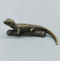 純銅蜥蜴小擺件 實心黃銅沙漠小蜥蜴變色龍迷你銅擺件銅器微雕
