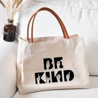 Be Kind Asl Alphabet American Sign Printed Book Tote Bag Work Bag Gift for Teachers Women Lady Canvas Beach Handbag Dropshipping