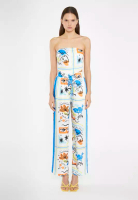 Glamorous 藍色圍巾印花大手帕短款上衣