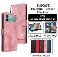 SUNCASE Infinix Note Edge cover hp model dompet multi fungsi flip case wallet leather SUNCASE PINK