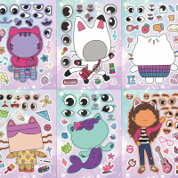 6Sheets Dollhouse ของ Gabby Make A Face Puzzle Stickers Cartoon Parent-CHILD CHILD PULICT