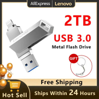 Lenovo Lightning USB Flash Drive 2TB USB3.0แบบพกพาไดรฟ์ปากกาความเร็วสูง Type-C USB Stick 128GB Flash Memory ของขวัญโลโก้ที่กำหนดเอง