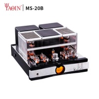 YAQIN MS-20B Bluetooth 5.0 tube amplifier 6J1 6Z4 EL34 CSR8675 HiFi combined push-pull home audio amplifier with remote control