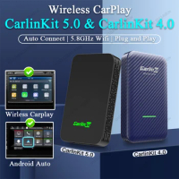 CarlinKit 5.0 Auto Box Wireless CarPlay Adapter Wired to Wireless Android  Smart Car Ai Box WiFi Bluetooth Auto Connect New