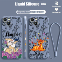Disney Bambi Phone Case For Apple iPhone 15 14 13 12 11 XS XR X 8 7 Pro Max Plus Mini Liquid Left Rope Cover
