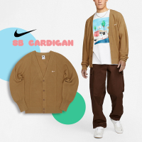 Nike 針織外套 SB Cardigan 男女款 小勾 刺繡 混羊毛 V領 土黃 寬鬆 DQ6307-722