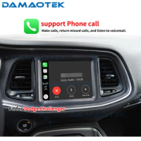 DamaoTek 7" Wireless Apple Carplay Revers Camera Interface Module Box for Jeep Dodge RAM Challenger 2014 - 2020 Android Auto